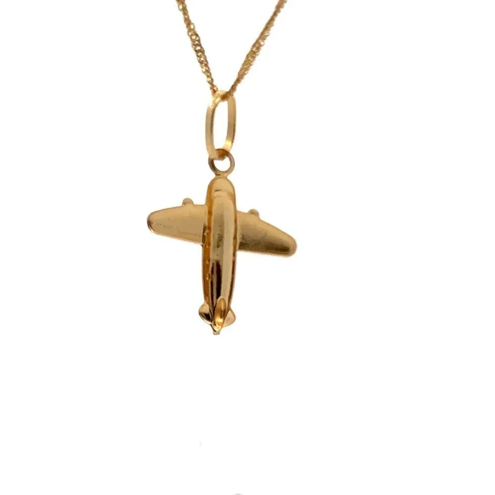 18K Gold 17.5 inches Necklace Airplane Pendant 1.83 grams - Picture 15 of 15